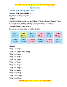 Giải Sgk Toán lớp 3 Bài 7: Tháng - Năm (Chân trời sáng tạo)