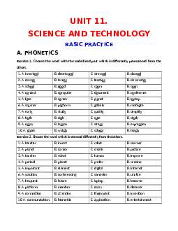 Bài tập bổ trợ nâng cao Unit 11: Science and technology Tiếng Anh 8 Global success