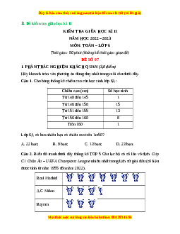 Đề thi giữa kì 2 Toán 6 Cánh diều (Đề 7)