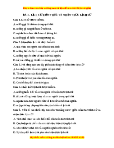 Trắc nghiệm Bài 1 Lịch Sử 10 Kết nối tri thức: Hiện thực lịch sử và nhận thức lịch sử