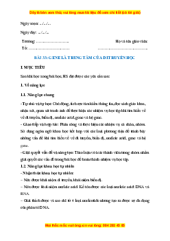 Giáo án Sinh học 9 Cánh diều (năm 2025) | Giáo án Sinh học 9 mới, chuẩn nhất