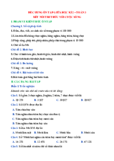 Đề cương ôn tập Giữa kì 2 Toán lớp 3 Kết nối tri thức