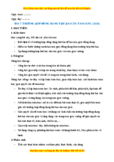 Giáo án Trường hợp đồng dạng thứ hai của tam giác Toán 8 Cánh diều