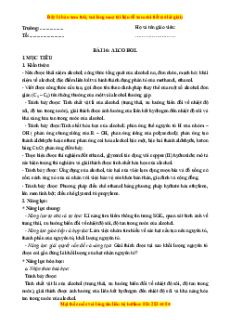 Giáo án Alcohol Hóa học 11 Cánh diều