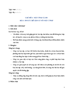 Giáo án Bài 1: Em có thể làm gì với máy tính Tin học lớp 5 Kết nối tri thức