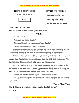 Đề thi giữa kì 2 Ngữ văn 8 Kết nối tri thức (Đề 2)