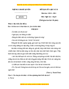 Đề thi giữa kì 2 Ngữ văn 8 Kết nối tri thức (Đề 2)