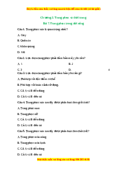 Trắc nghiệm Bài 7 Công nghệ 6 Kết nối tri thức: Trang phục trong đời sống