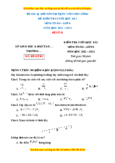 Đề thi cuối kì 2 Toán 6 Kết nối tri thức (Đề 2)