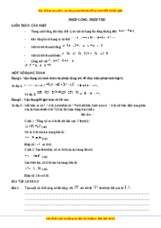 Chuyên đề Phép cộng, phép trừ Toán lớp 3 nâng cao Kết nối tri thức