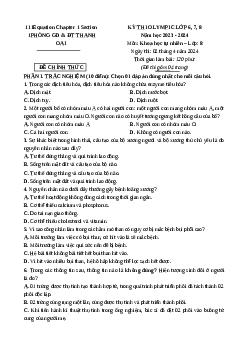 Đề thi hsg KHTN 8 năm 2023-2024 Phòng GD Thanh Oai