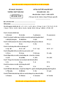 Đề thi thử Hóa Học trường Trần Phú năm 2021
