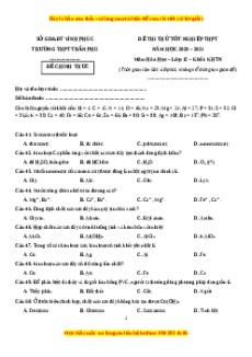 Đề thi thử Hóa Học trường Trần Phú năm 2021