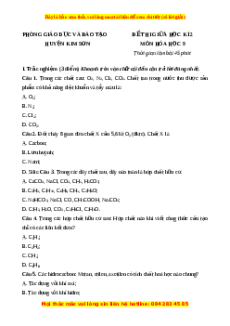 Đề thi giữa kì 2 Hóa 9 PGD Huyện Kim Sơn