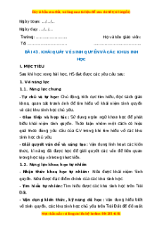 Giáo án Khái quát về sinh quyển và các khu sinh học Sinh học 8 Cánh diều