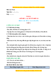 Giáo án Các số 6, 7, 8, 9, 10 Toán lớp 1 Kết nối tri thức