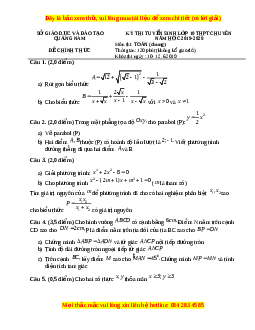 Đề thi vào 10 môn Toán tỉnh Quảng Nam năm 2020