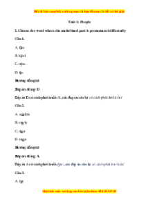 Trắc nghiệm Unit 1: People Tiếng Anh 7 Cánh diều