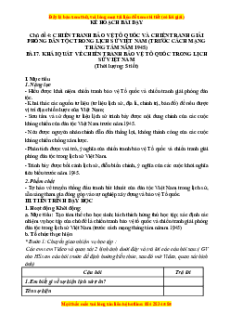 Giáo án Bài 7 Lịch sử 11 Cánh diều (2024): Khái quát về chiến tranh bảo vệ tổ quốc trong lịch sử Việt Nam