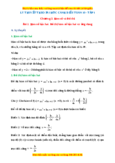 Lý thuyết Bài 2: Hàm số bậc hai. Đồ thị hàm số bậc hai và ứng dụng Toán 10 Cánh diều