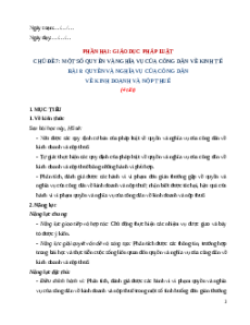 Giáo án Bài 8: Quyền và nghĩa vụ của công dân về kinh doanh và nộp thuế KTPL 12 Cánh diều