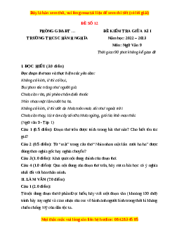 Đề thi giữa kì 1 Ngữ văn 9 - Đề 12