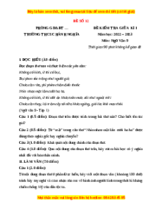 Đề thi giữa kì 1 Ngữ văn 9 - Đề 12