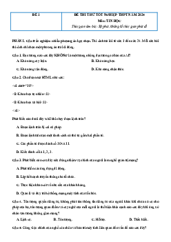 Bộ Đề thi tốt nghiệp Tin học 2025 (form mới)