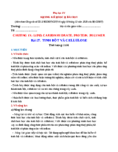 Giáo án Bài 27 Khoa học tự nhiên 9 Cánh Diều (2024): Tinh bột và cellulose