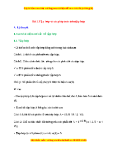 Lý thuyết Toán 10 Kết nối tri thức Bài 2: Tập hợp và các phép toán trên tập hợp