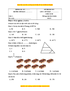 Đề thi cuối kì 1 Toán lớp 3 Cánh diều - Đề 5