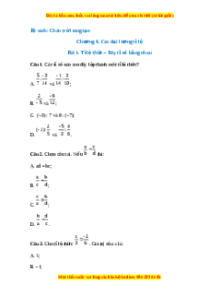 Trắc nghiệm Tỉ lệ thức - Dãy tỉ số bằng nhau Toán 7 Chân trời sáng tạo