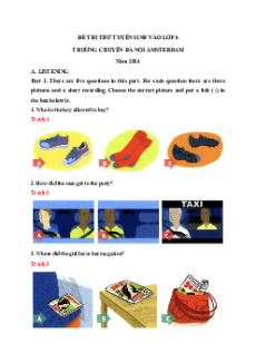Đề thi vào lớp 6 Tiếng Anh trường THCS Amsterdam