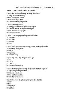 Đề cương ôn tập Giữa kì 1 Tin học lớp 6 Kết nối tri thức