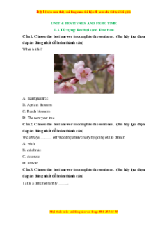 Trắc nghiệm Unit 4: Festivals and free time Tiếng Anh 6 ilearn smart words