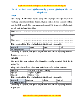 VBT Toán lớp 3 Bài 75 (Kết nối tri thức): Thực hành và trải nghiệm thu thập, phân loại, ghi chép số liệu, đọc bảng số liệu