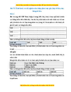 VBT Toán lớp 3 Bài 75 (Kết nối tri thức): Thực hành và trải nghiệm thu thập, phân loại, ghi chép số liệu, đọc bảng số liệu
