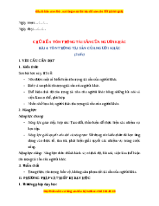 Giáo án Bài 4 Đạo đức lớp 4 Kết nối tri thức: Tôn trọng tài sản của người khác
