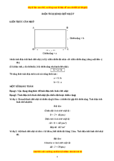 Chuyên đề Diện tích hình chữ nhật Toán lớp 3 nâng cao Kết nối tri thức