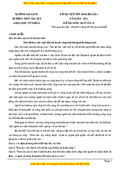 Đề thi thử Ngữ Văn trường Chuyên KHTN lần 1 năm 2021