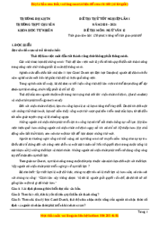 Đề thi thử Ngữ Văn trường Chuyên KHTN lần 1 năm 2021