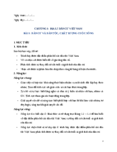 Giáo án Bài 1 Địa lí 9 Chân trời sáng tạo (2024): Dân cư và dân tộc, chất lượng cuộc sống