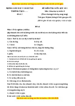 Đề thi giữa kì 1 KHTN 8 Chân trời sáng tạo (song song) - Đề 2