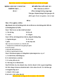 Đề thi giữa kì 1 KHTN 8 Chân trời sáng tạo (song song) - Đề 2