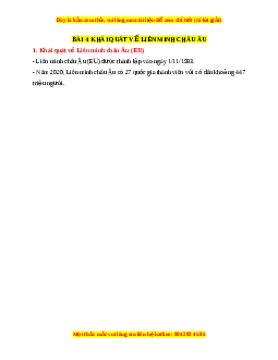 Lý thuyết Địa lý 7 Kết nối tri thức Bài 4: Khái quát về liên minh Châu Âu