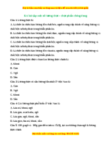 Trắc nghiệm Một số lương thực – thực phẩm thông dụng KHTN 6 Cánh diều