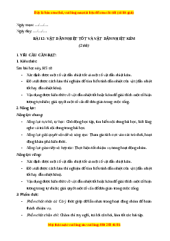 Giáo án Bài 12 Khoa học lớp 4 (Cánh diều): Vật dẫn nhiệt tốt và vật dẫn nhiệt kém