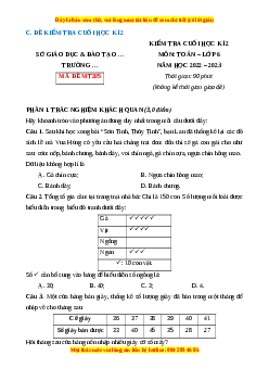 Đề thi cuối kì 2 Toán 6 Cánh diều (Đề 10)