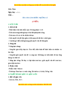 Giáo án Em làm được những gì Toán 2 Chân trời sáng tạo