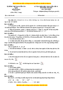Đề HSG Hóa 10 Trường THPT Nguyễn Văn Trỗi năm 2023 có đáp án